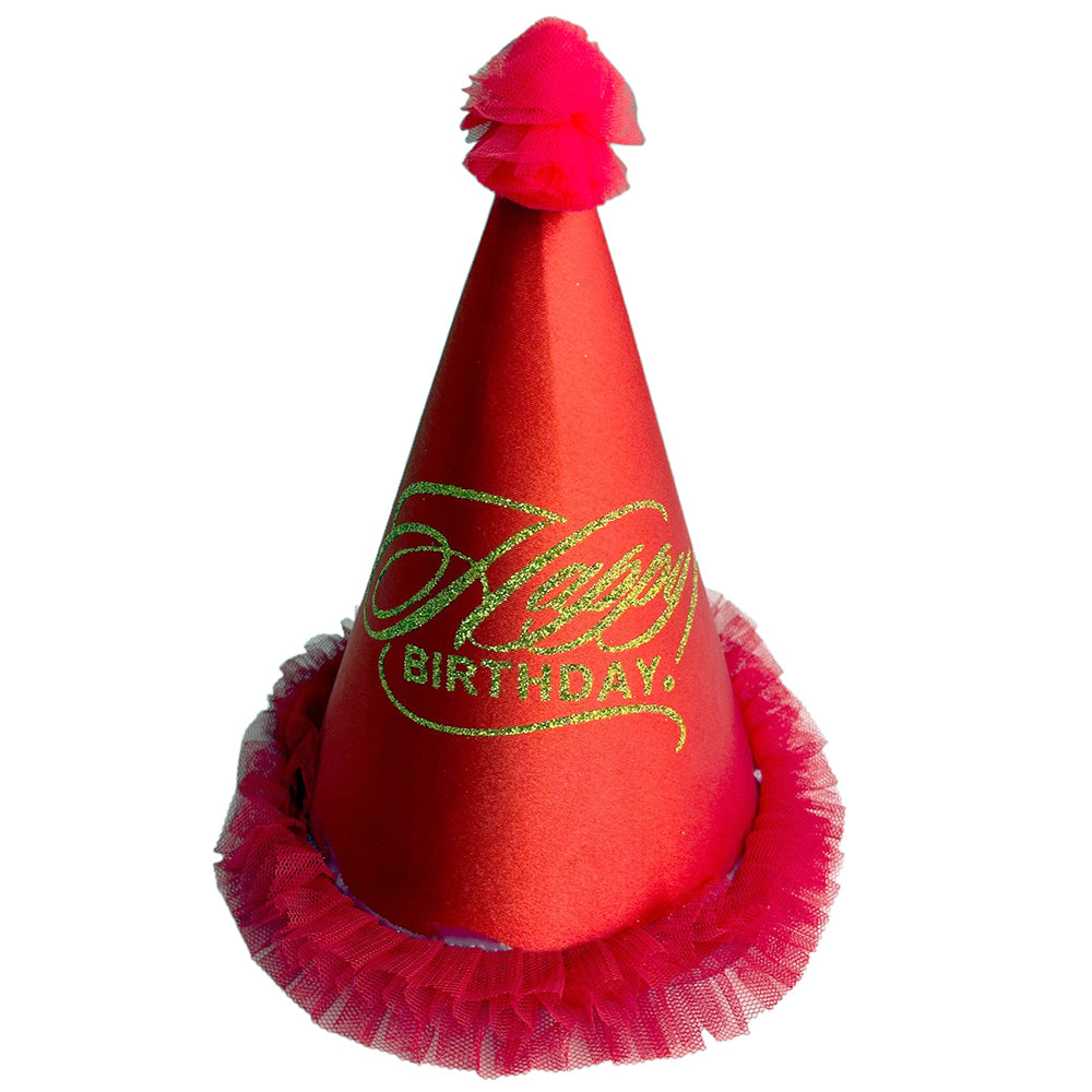 Birthday Girls Satin Party Caps - Red - Party Wholesale Hub
