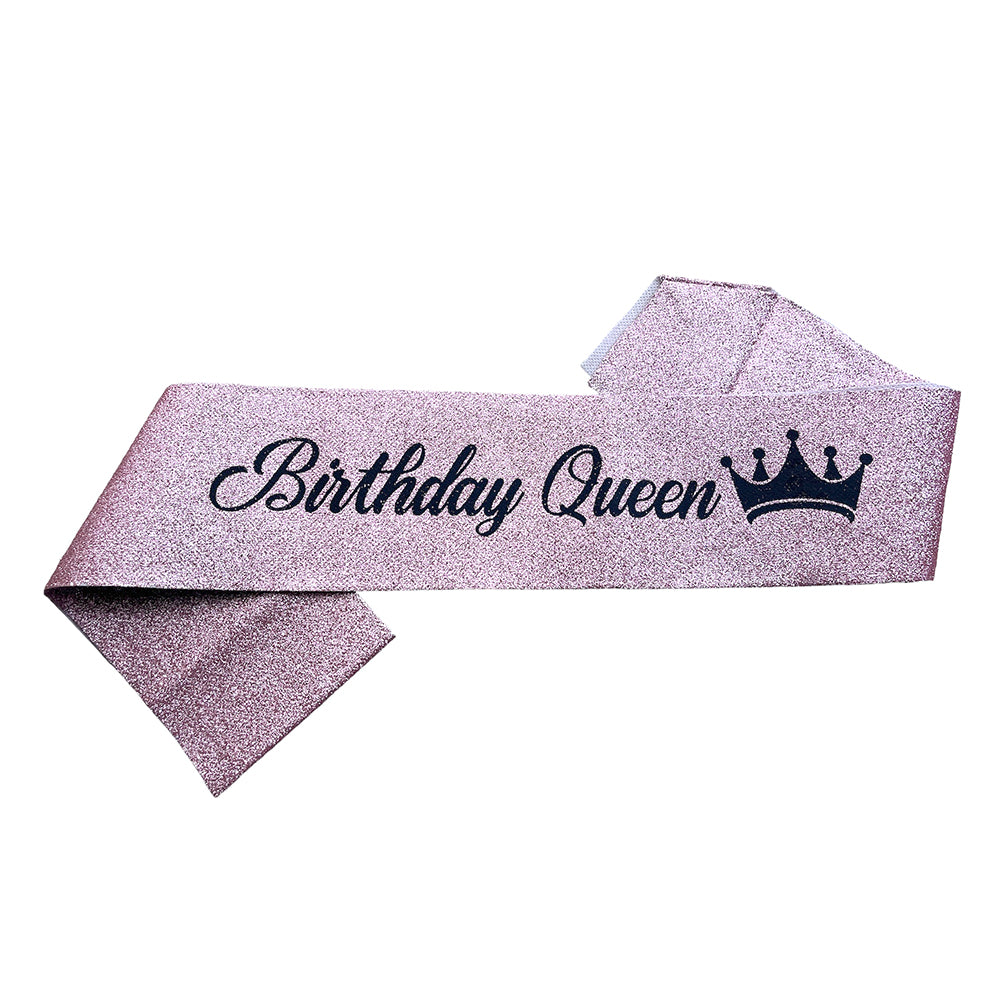 Birthday Queen Glitter Sash - Assorted Colors Party wholesale hub