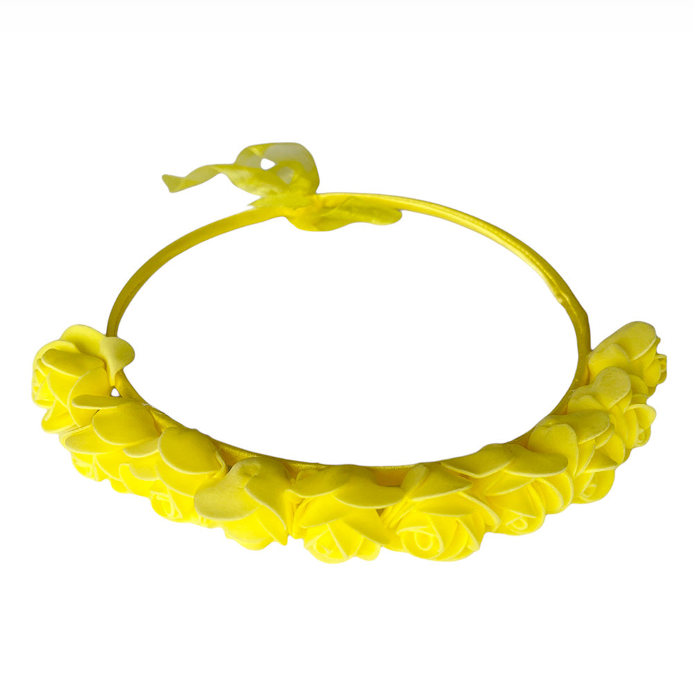 Bloomy Yellow Rose Flowers Tiaras headband women girls-party wholesale hub