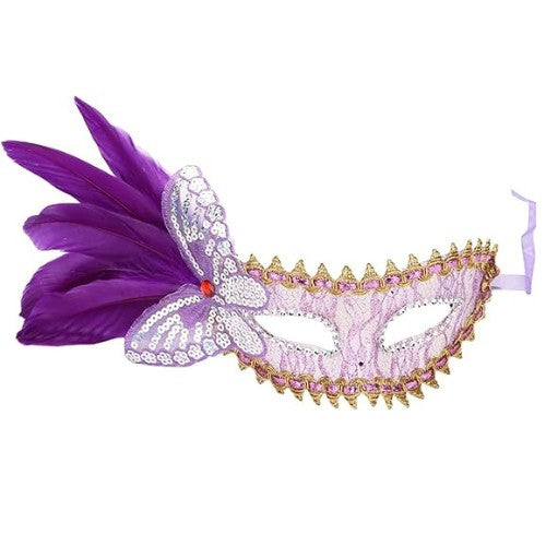 Butterfly With Feather Masquerade Eye Mask - Assorted Colors ( 1Pcs )