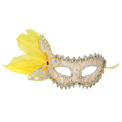Butterfly With Feather Masquerade Eye Mask - Assorted Colors ( 1Pcs )