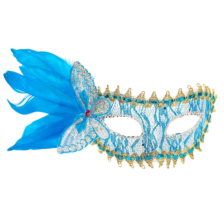 Butterfly With Feather Masquerade Eye Mask - Assorted Colors ( 1Pcs )