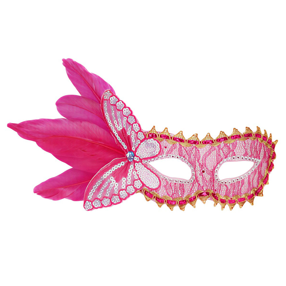 Butterfly With Feather Masquerade Eye Mask - Assorted Colors ( 1Pcs )