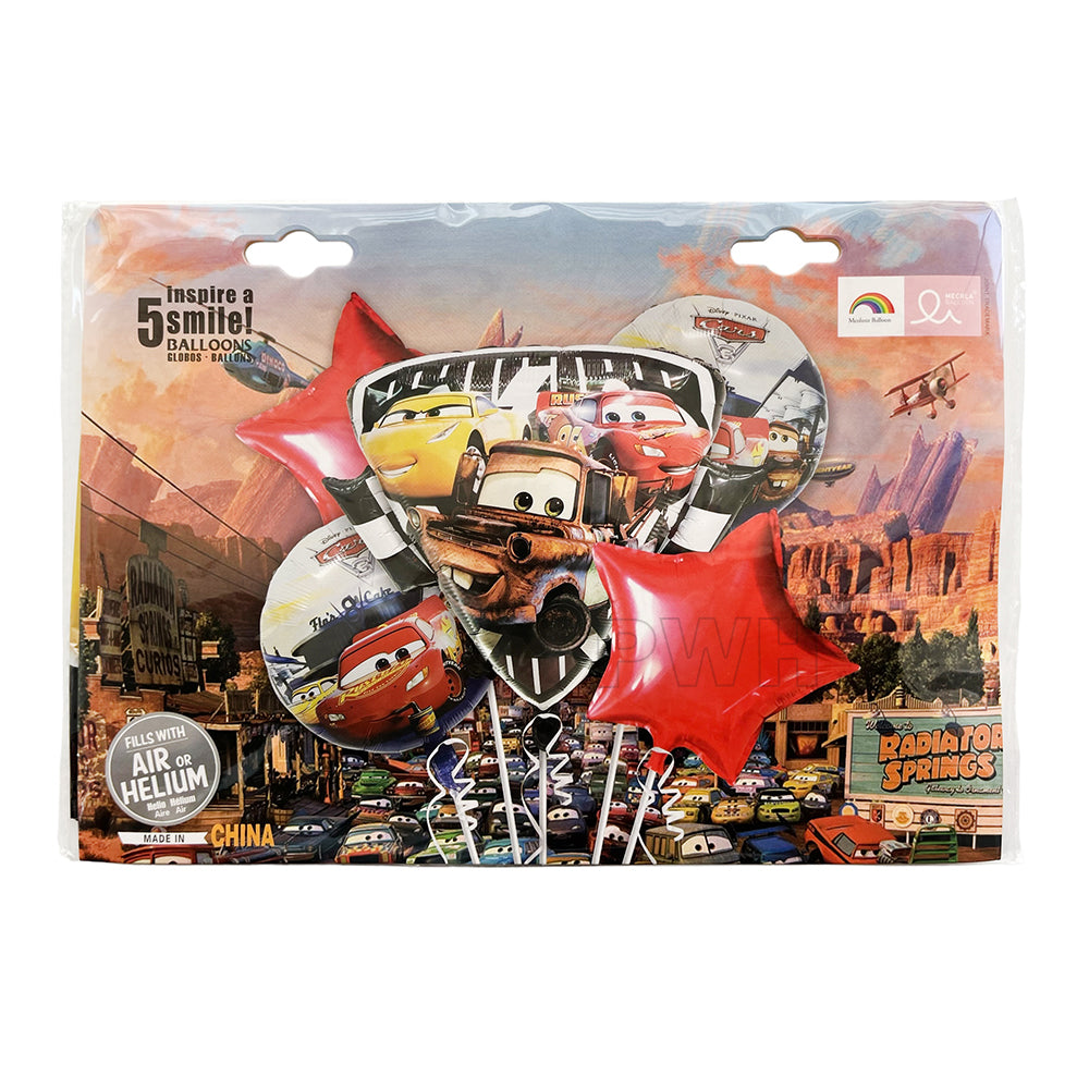 Cars Theme 5 in 1 Foil Balloon Set