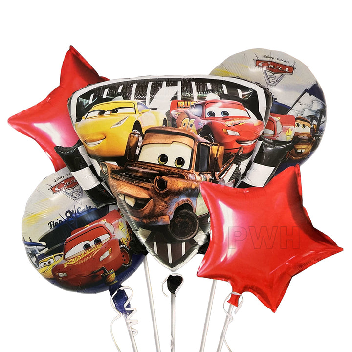 Cars Theme 5 in 1 Foil Balloon Set