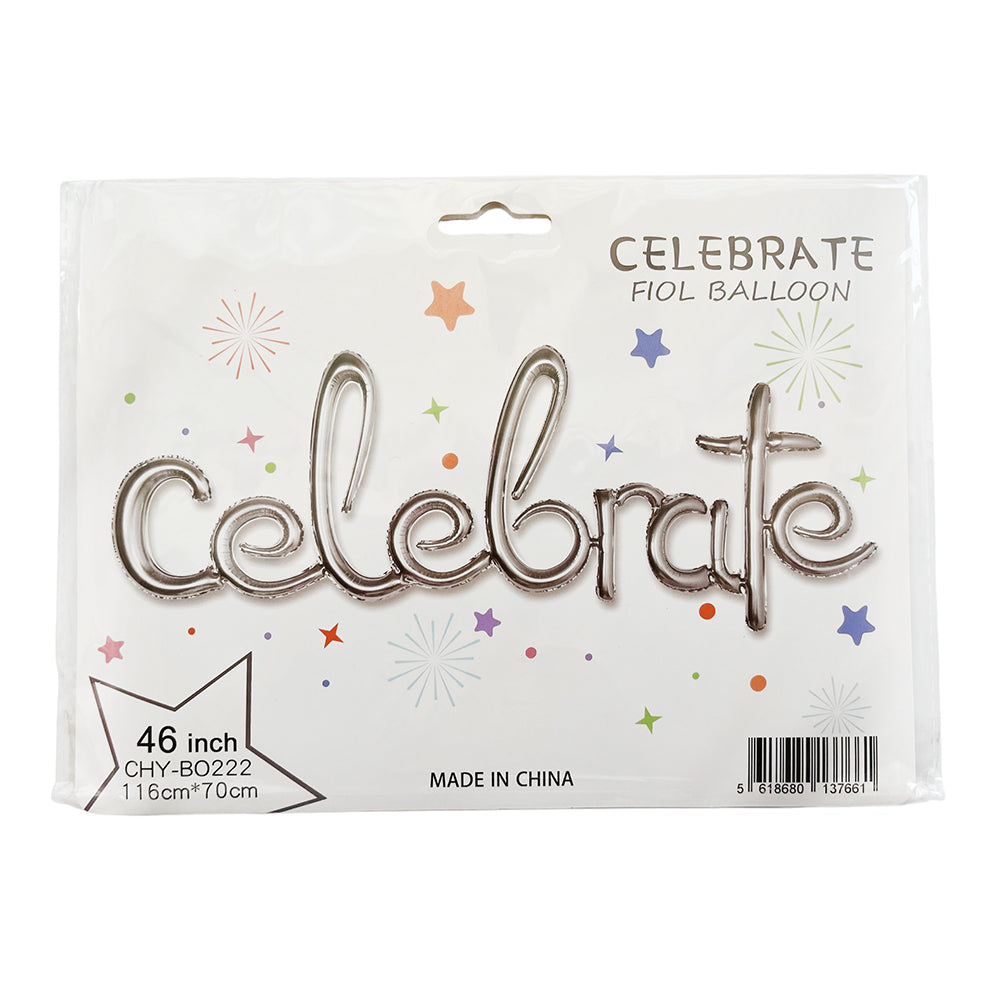 Celebrate Script Letter Foil Balloon-Party wholesale hub