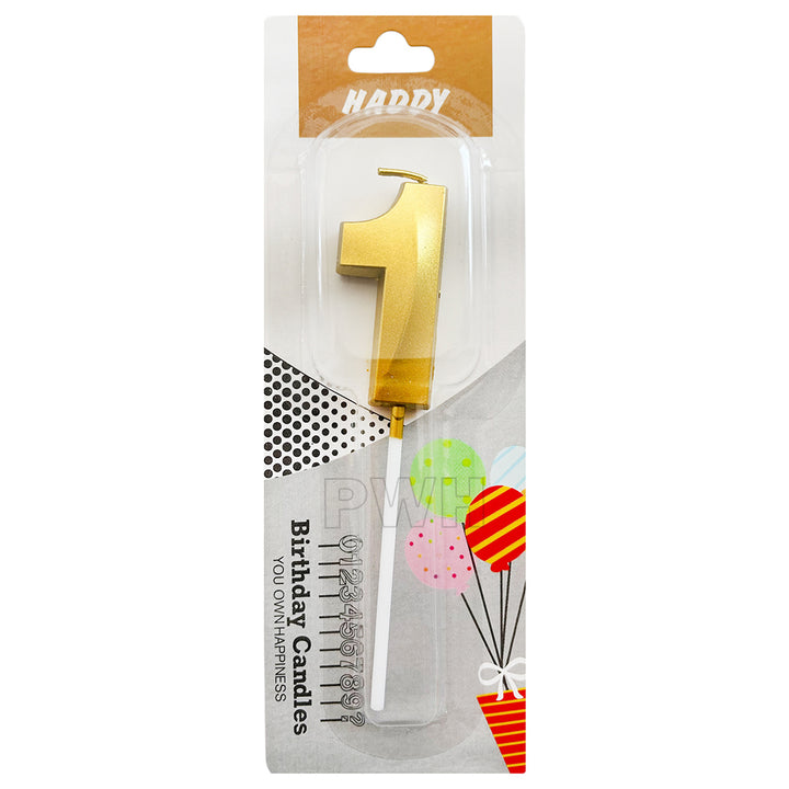 Metallic Number Candle - Golden - Available in Digits 0 - 9