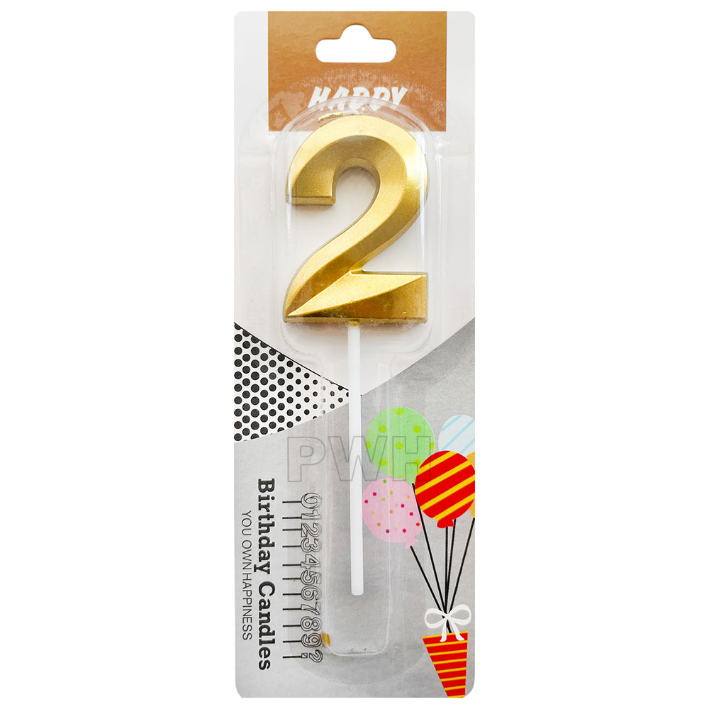 Metallic Number Candle - Golden - Available in Digits 0 - 9