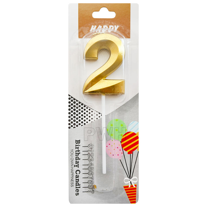 Metallic Number Candle - Golden - Available in Digits 0 - 9