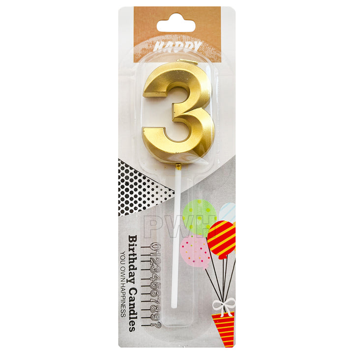 Metallic Number Candle - Golden - Available in Digits 0 - 9