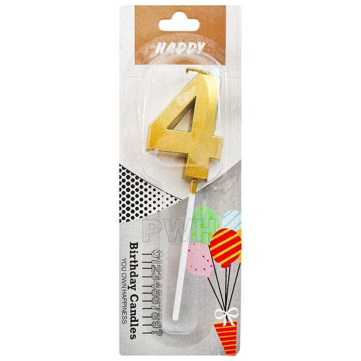 Metallic Number Candle - Golden - Available in Digits 0 - 9