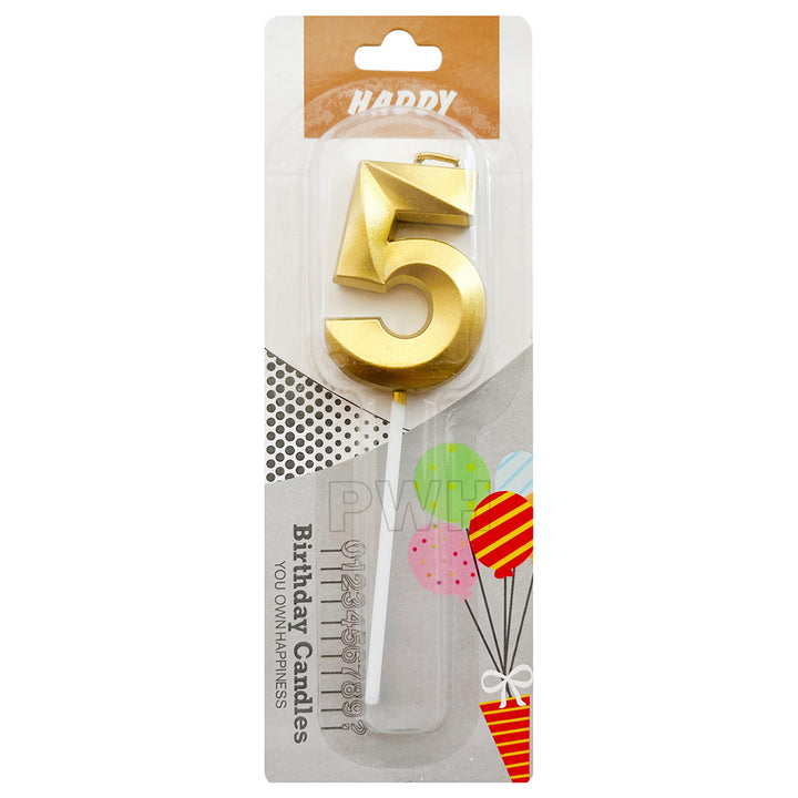 Metallic Number Candle - Golden - Available in Digits 0 - 9