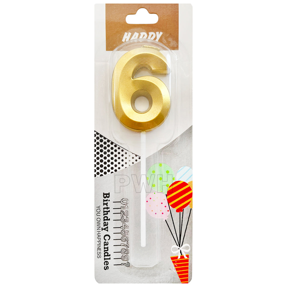 Metallic Number Candle - Golden - Available in Digits 0 - 9