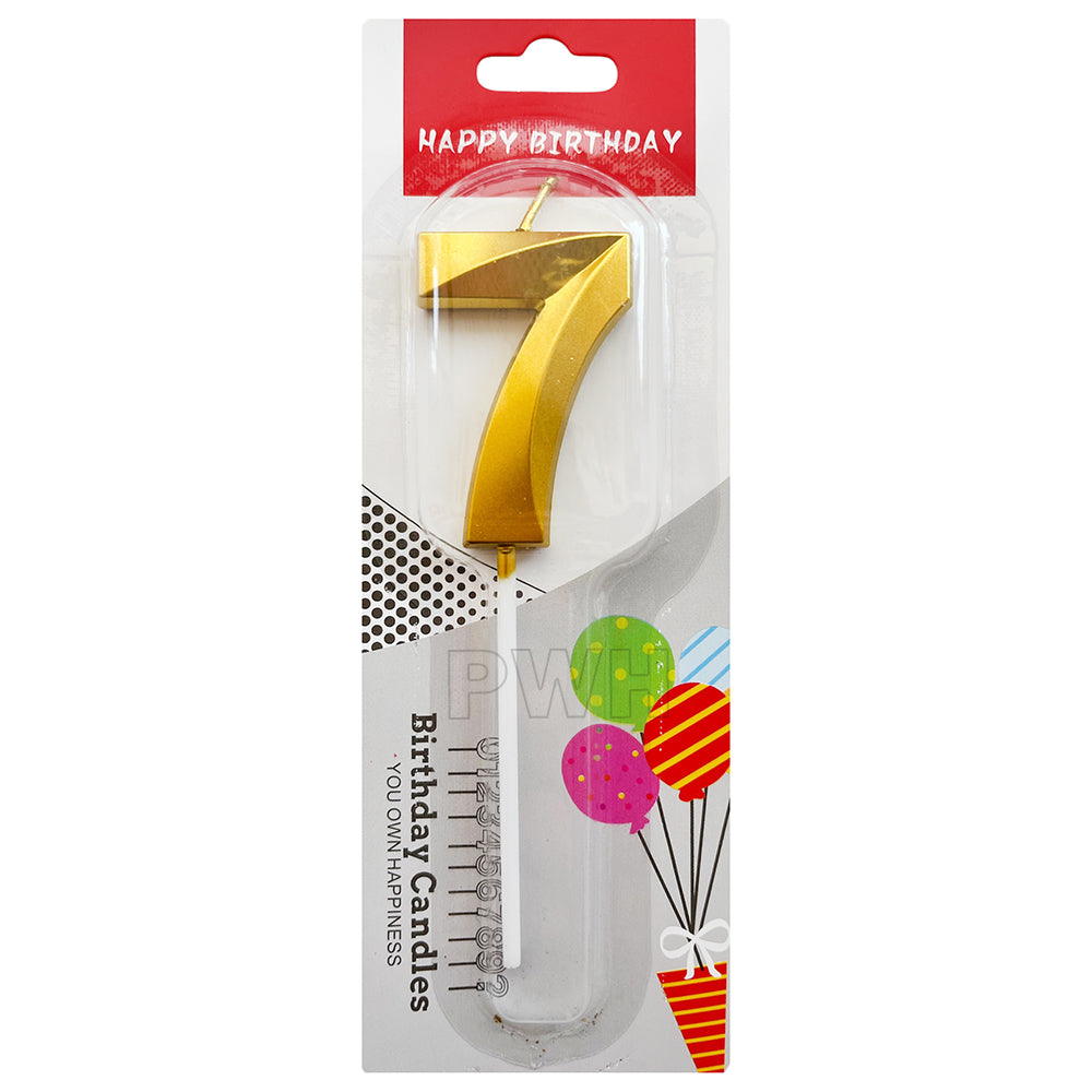 Metallic Number Candle - Golden - Available in Digits 0 - 9