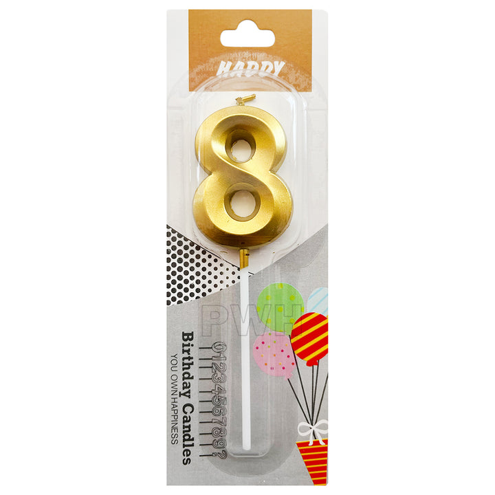 Metallic Number Candle - Golden - Available in Digits 0 - 9