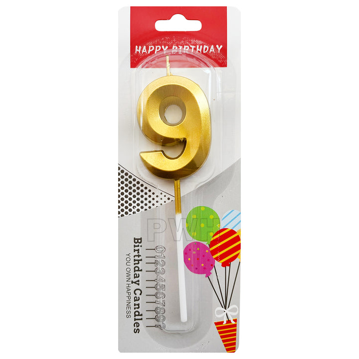 Metallic Number Candle - Golden - Available in Digits 0 - 9