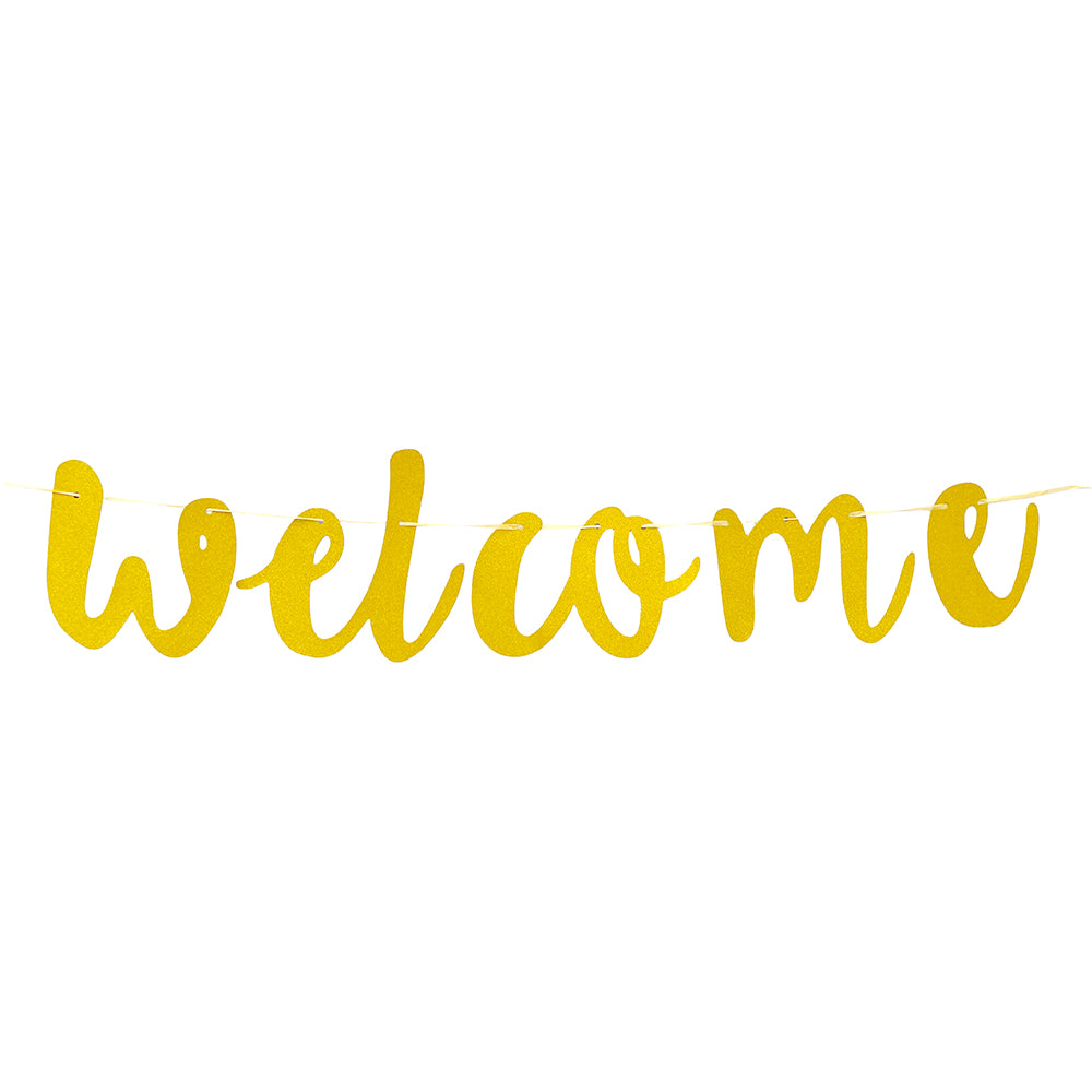 Cursive Letters Welcome Banner - Golden Party wholesale hub