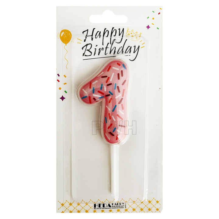Donut Shape Number Candle [0-9] - Pink
