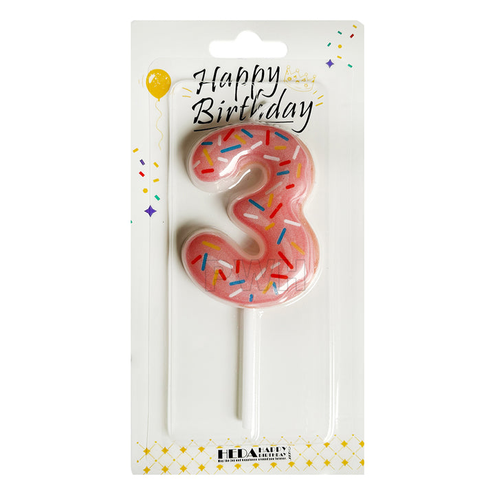 Donut Shape Number Candle [0-9] - Pink