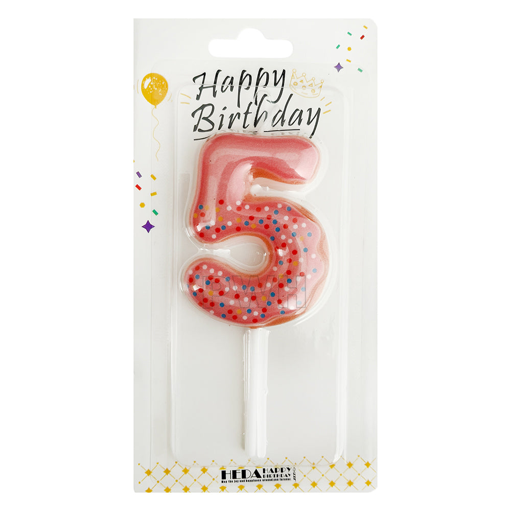 Donut Shape Number Candle [0-9] - Pink