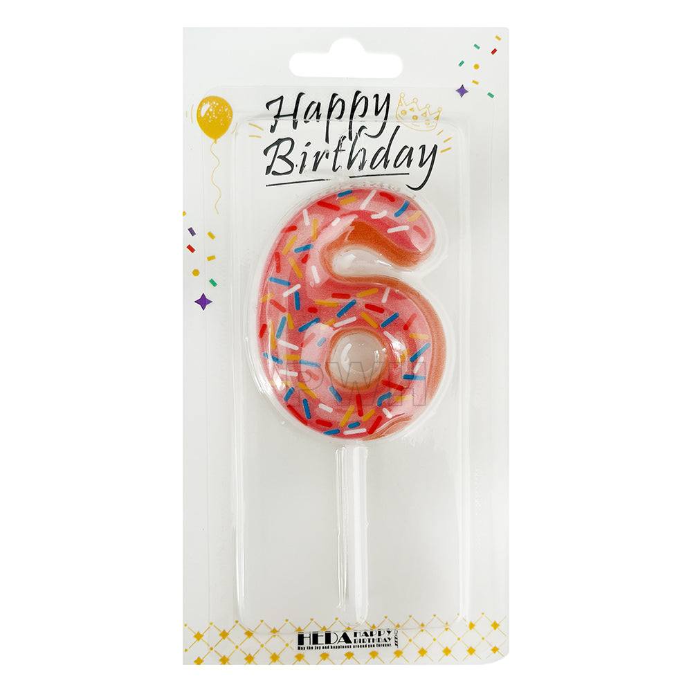 Donut Shape Number Candle [0-9] - Pink