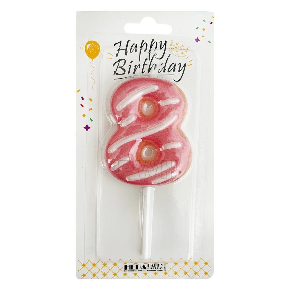 Donut Shape Number Candle [0-9] - Pink