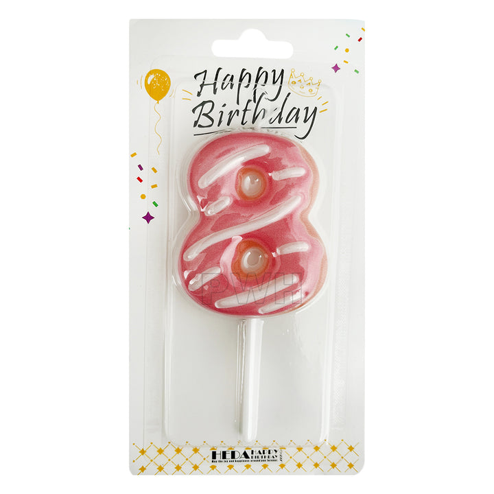 Donut Shape Number Candle [0-9] - Pink