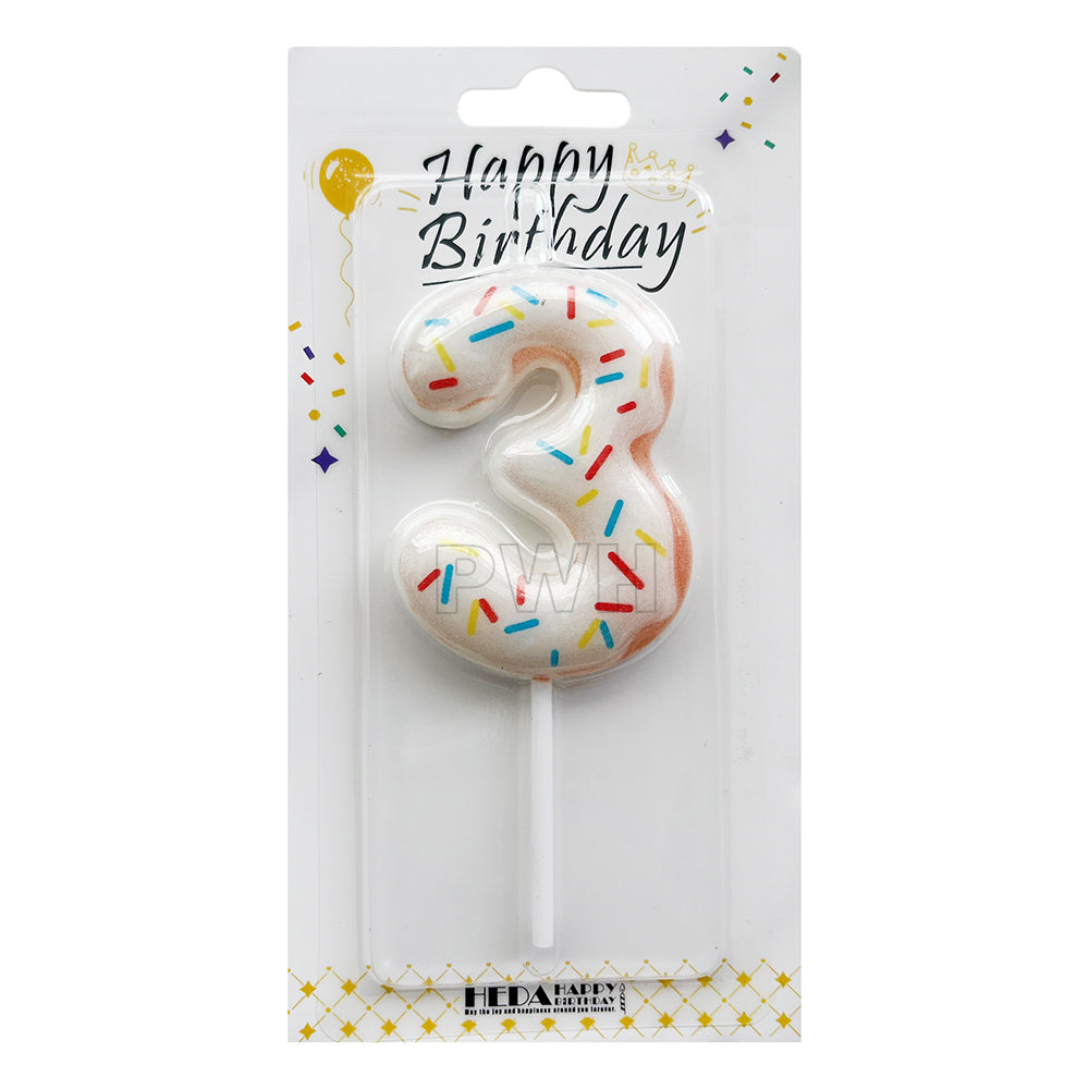Donut Shape Number Candle  [0-9] - White