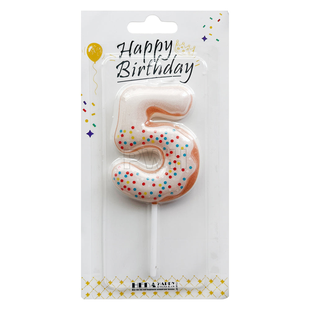 Donut Shape Number Candle  [0-9] - White