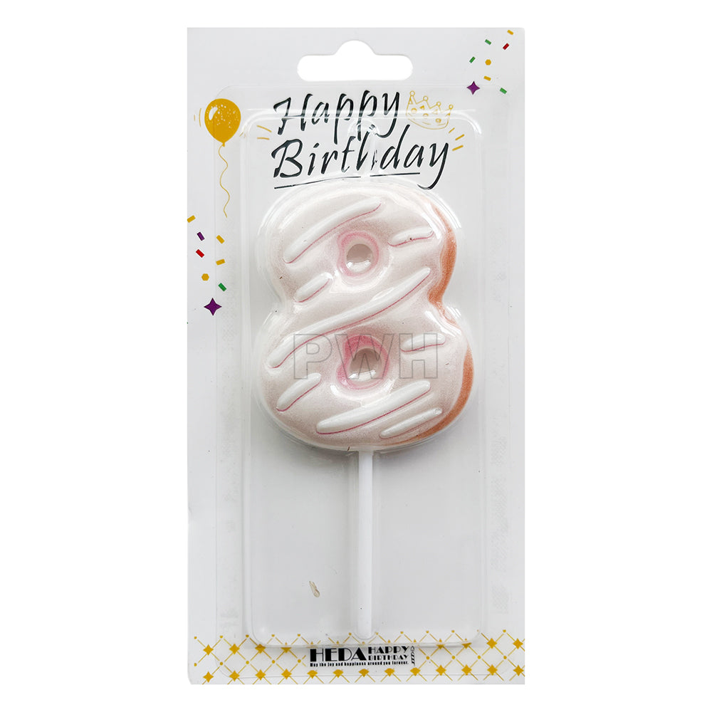 Donut Shape Number Candle  [0-9] - White