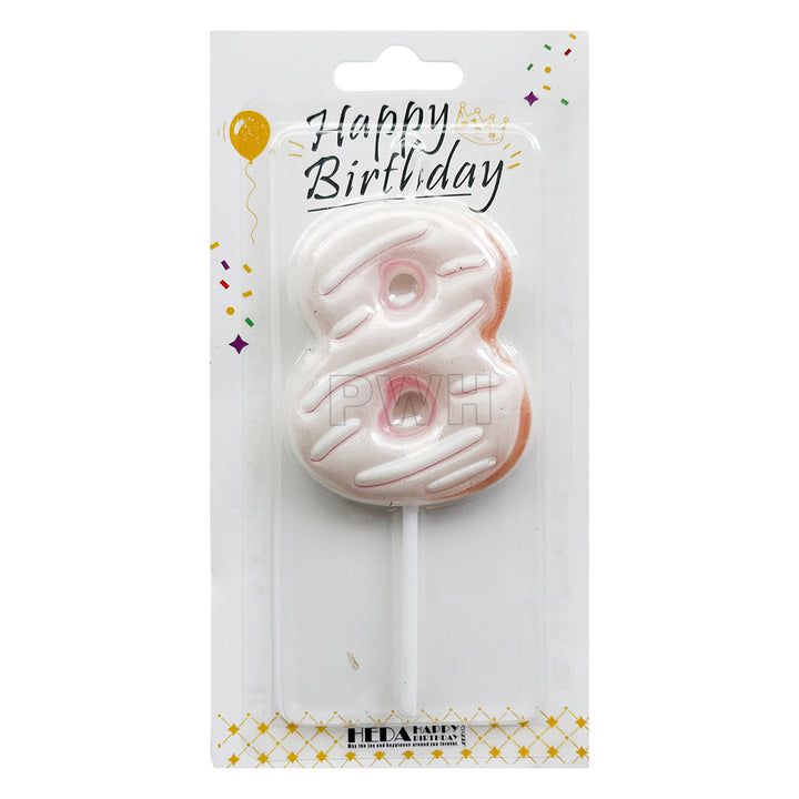 Donut Shape Number Candle  [0-9] - White
