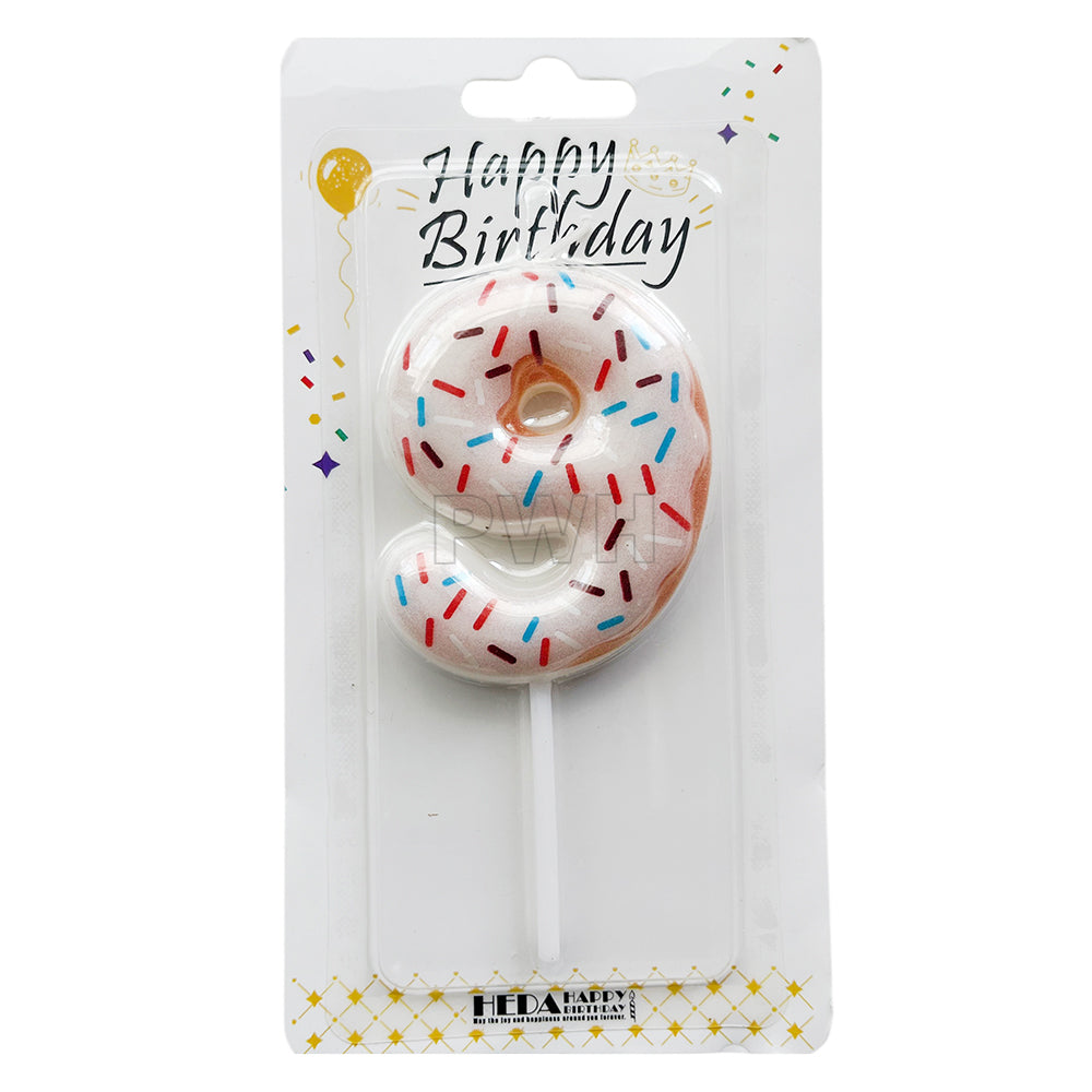 Donut Shape Number Candle  [0-9] - White