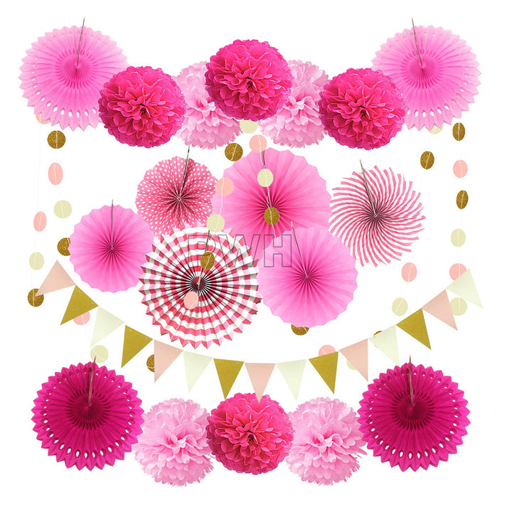 Party Decoration Hanging Paper Fans Set - Assorted