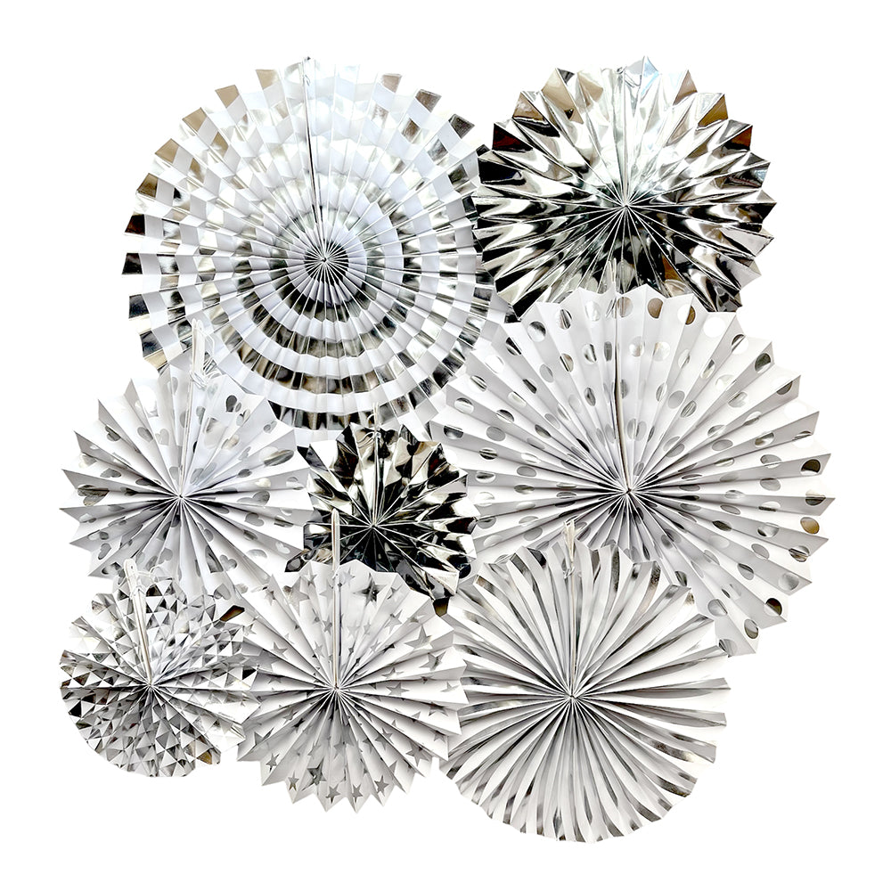Fiesta Party Hanging Fans Decoration Set (8 Assorted Round Paper Fans) - Party wholesale hub