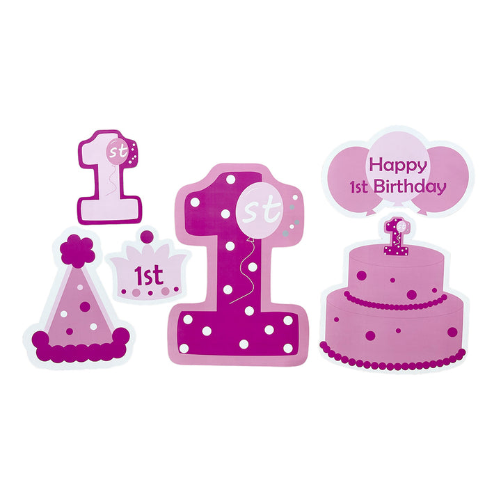 First Birthday Cut-outs Decorations - Pink Partywholesalehub