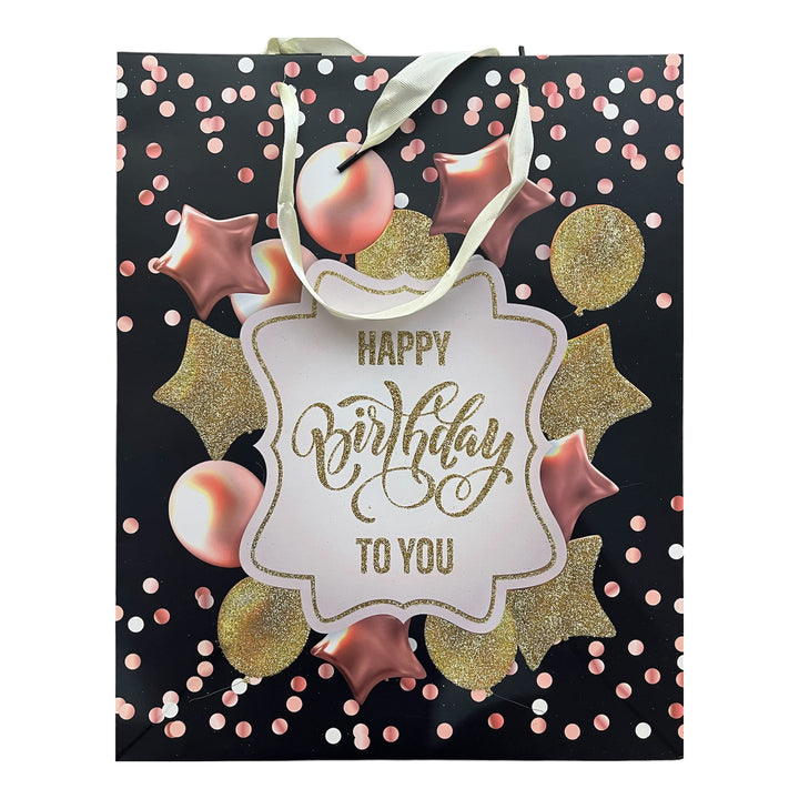 GLITTER HAPPY BIRTHDAY TO YOU PAPER GIFT BAG-PARTY WHOLESALE HUB