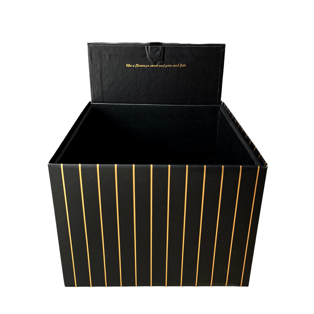 GOLDEN STRIPED GIFT HAMPER CAKE BOX-PARTY WHOLESALE HUB