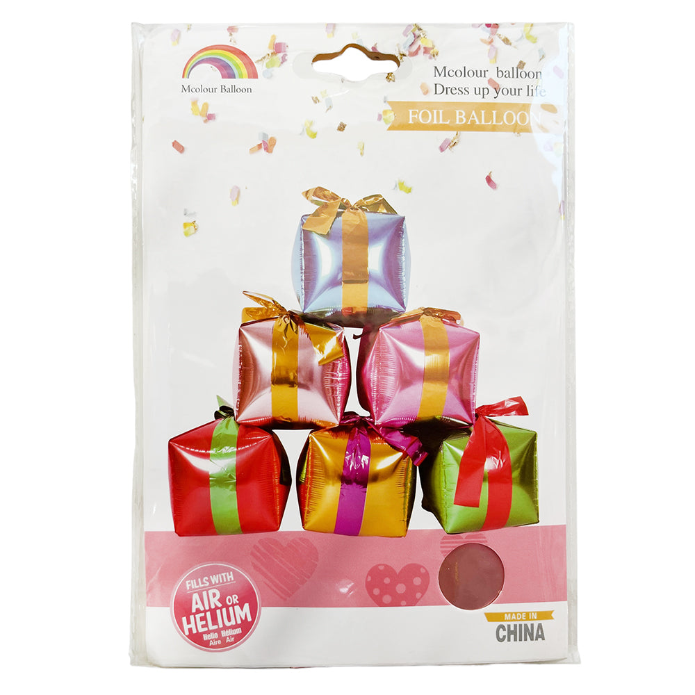 Gift Box Cube Foil Balloon-Party wholesale hub