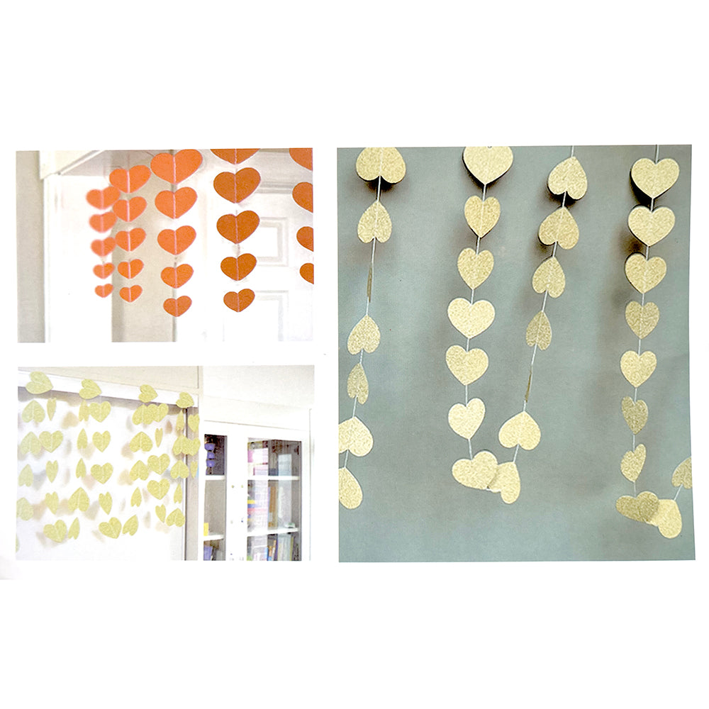 Glitter Coated Heart Garland-Party wholesale hub