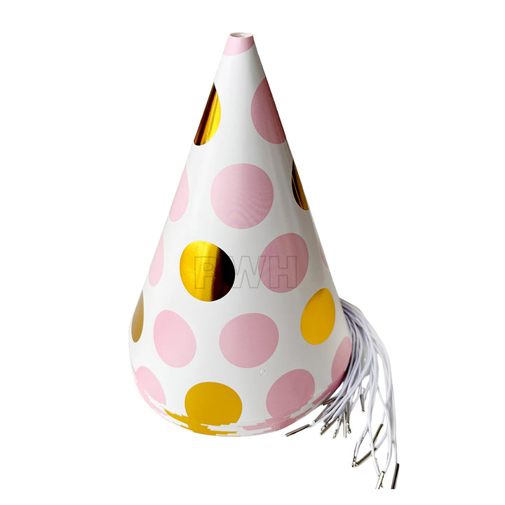 Gold Imprint Polka Party Caps - [10 Nos]