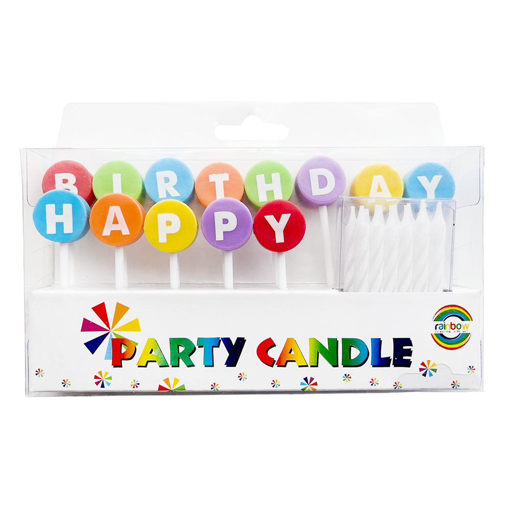 H-A-P-P-Y B-I-R-T-H-D-A-Y Round Letters Candle - Party Wholesale hub