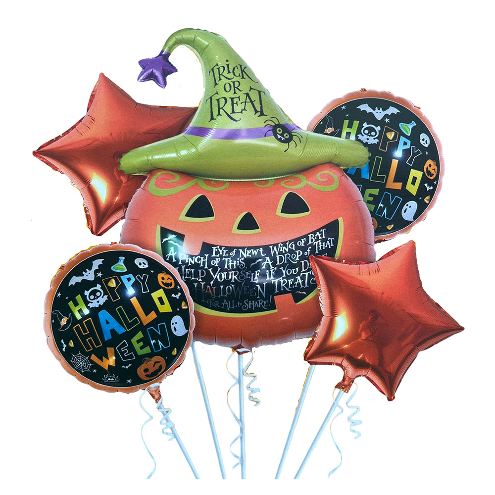 Halloween Pumpkin Trick-o-Treat 5-in-1 Foil Balloons Set - Party wholesale hub