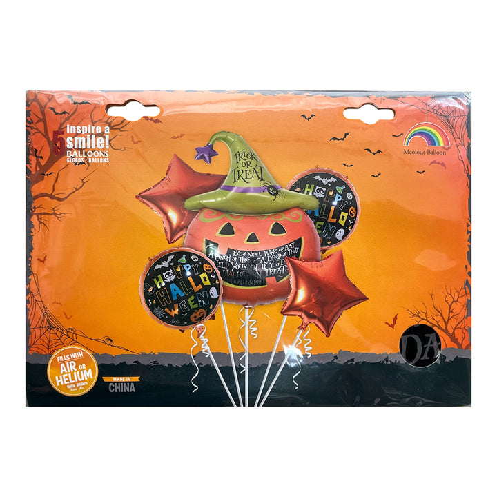 Halloween Pumpkin Trick-o-Treat 5-in-1 Foil Balloons Set - Party wholesale hub