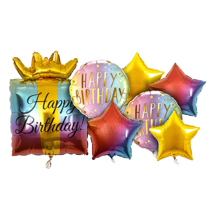 Happy Birthday 7 Pcs Party Crown Celebrations Foil Set