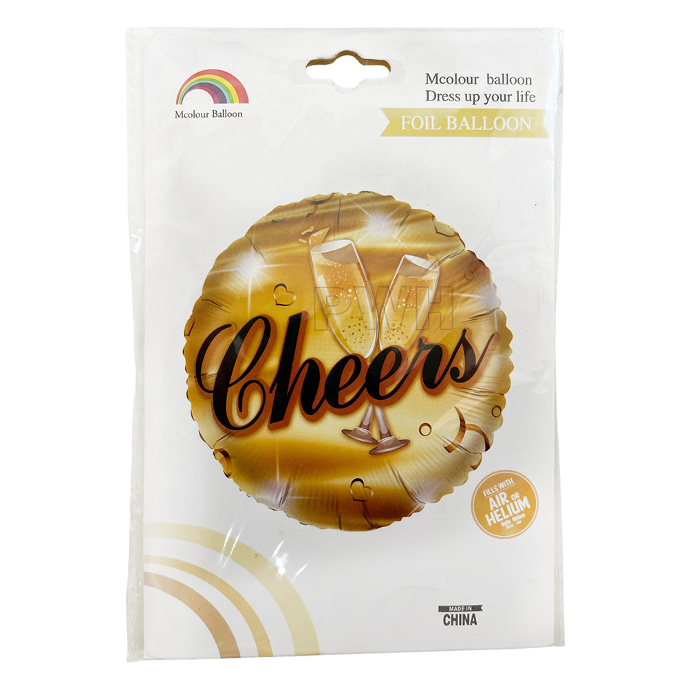 18" Happy Birthday Cheers Gold Foil Balloon