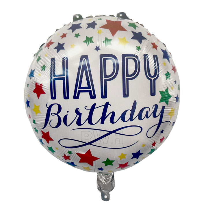 18" Happy Birthday Satin Stars Foil Balloon