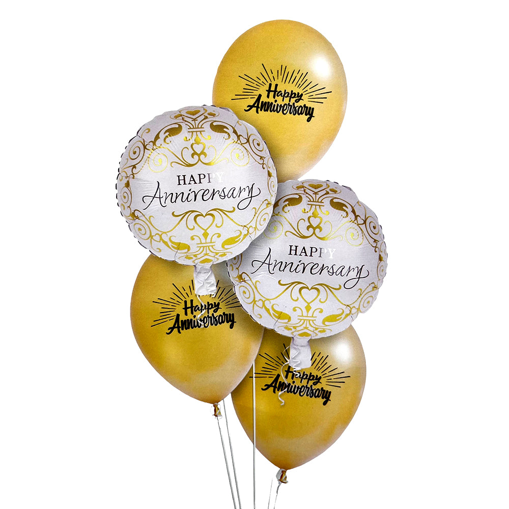 Happy Anniversary 5 Foil Latex Balloon Set-party  wholesale hub