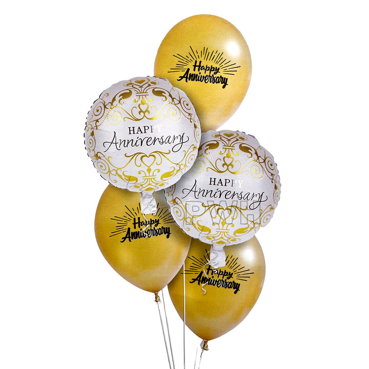 Happy Anniversary 5 Latex Balloon Set [ Assorted ]