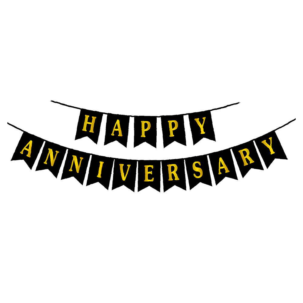 Happy Anniversary Wall Banner with Golden Print - Party wholesale hub