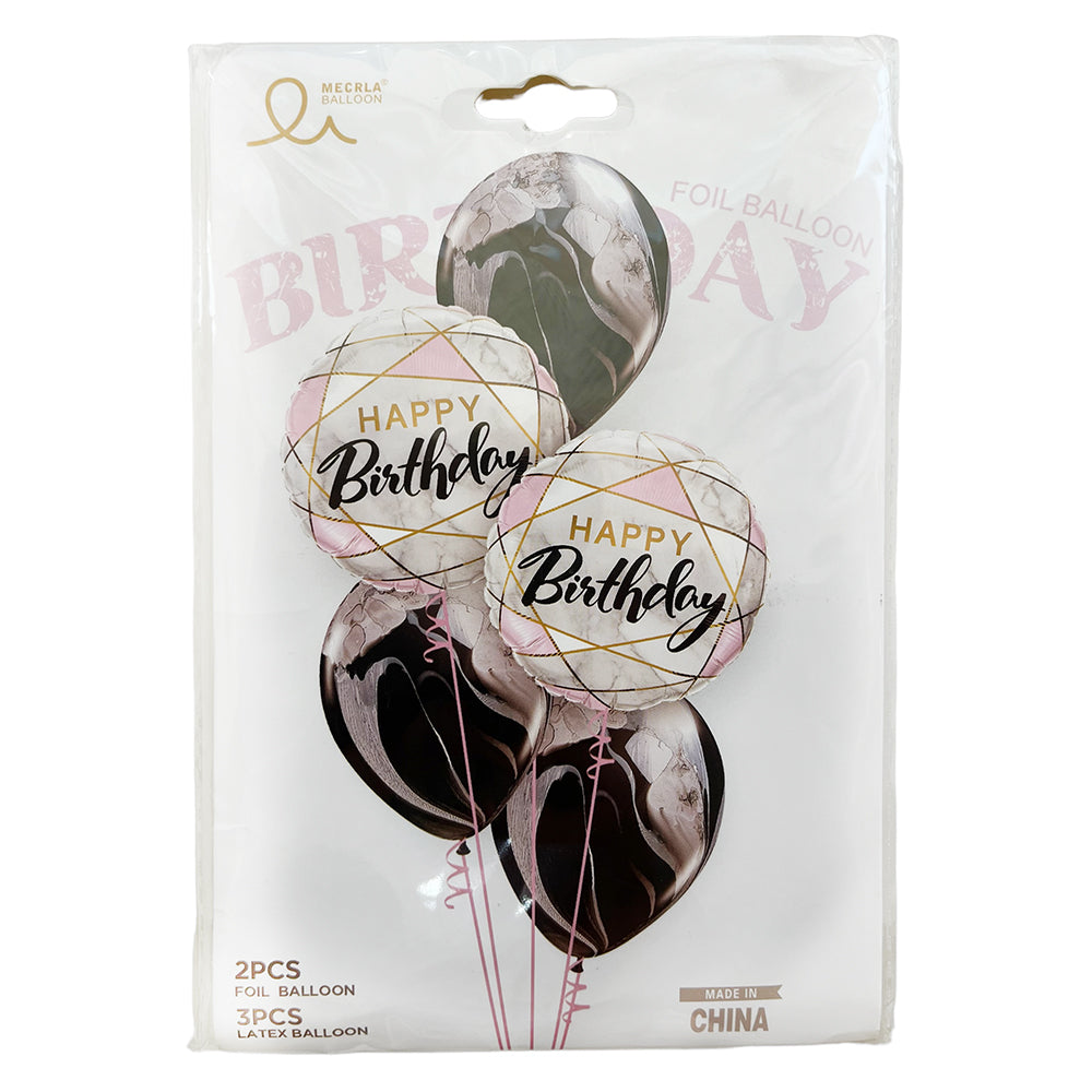 Happy Birthday 5 Foil Latex Balloons Set-party wholesale hub